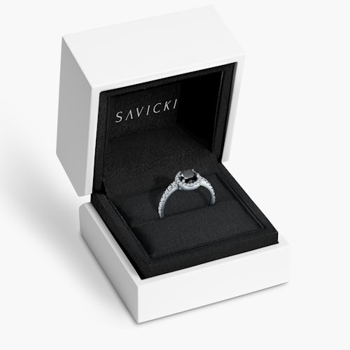 Pierścionek zaręczynowy This is Love: białe złoto, czarny diament